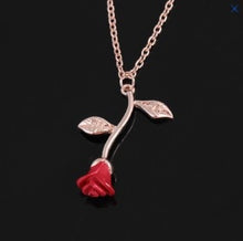 Load image into Gallery viewer, 3 Color Charm Female Lovely Plant Flower Vlavicle Chain Charm Romance Red Rose Pendant Necklace for Women Birthday Gift