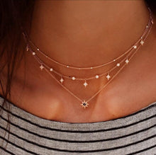 Load image into Gallery viewer, Laramoi Women's Necklace Multilayered Golden Clavicle Chain Stars Geometric Rhinestone Pendant Party Jewelry